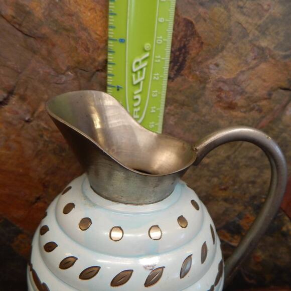 7" Etched Sky Blue Metal Pitcher - Picture 6 of 8